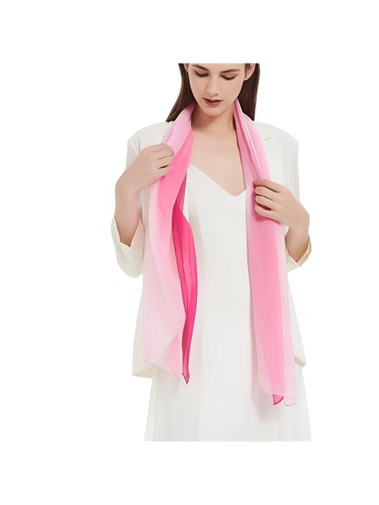 Accessories - Long Chiffon Sheer Scarf Gradient Shaded Colors Lightweight Scarf For Womens